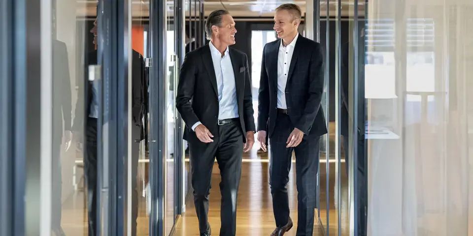 Patrik Nolåker, styreleder og Bernd Frühwald, konsernsjef
